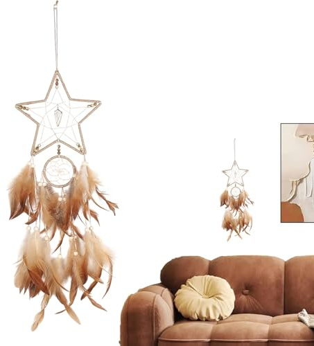Adorable Dream Catchers, Car Hanging Dream Catcher, Crescent/Star Feathers Dream Catcher for Car, Crescent Dream Catcher Decor, Wedding Dream Catcher Boho Ceiling Decor for Bedroom Decor