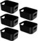 ZENO Plastic Storage Baskets 5 Pack | Small Storage Box | Plastic Basket | Small Storage Baskets With Strong Handles | Baskets For Storage for Bathroom, Kitchen, Bedroom | Black