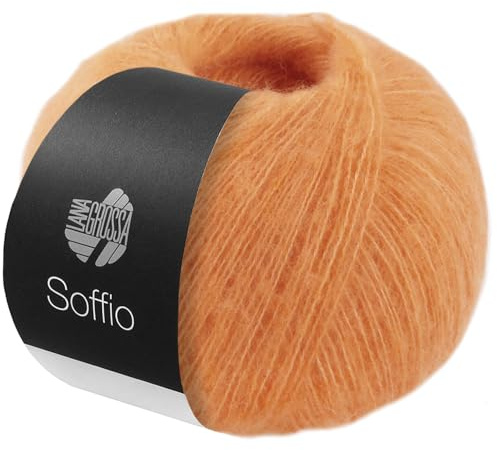 LANA GROSSA Soffio | Flauschiges Lace-Garn aus Merino- & Baumwolle mit 10% Kaschmir | Handstrickgarn aus 60% Schurwolle (Merino superfein), 30% Baumwolle (Bio) | 25g zum Stricken | 212m Garn FB 28