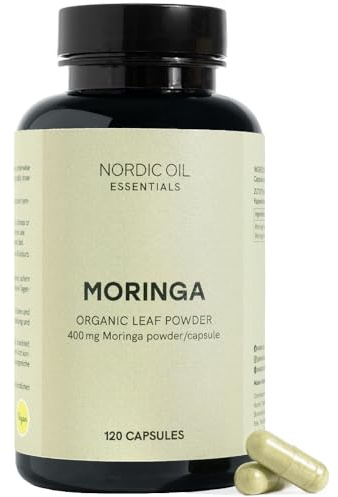 Moringa Kapseln | 120 Kapseln mit 800 mg Moringa-Pulver pro Tagesdosis | Für Energie & Wohlbefinden | Hochdosiert Moringa Oleifera | Vegan & Laborgeprüft | Nordic Oil