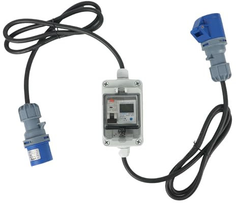 Mobiler Digitaler Stromzähler, Stromverbrauchsmesser Mobile Meter KWH Messgerät Steckdose, CEE Stecker 230V 16A CEE 3P 230V,kabel 3 Meter, mit Reset,Leckageversicherung