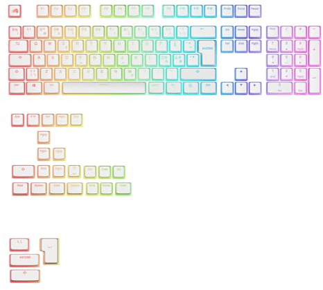 Glorious Gaming - GPBT Aura RGB Keycaps: Pudding Style Keycaps, Double-Shot PBT, Translucent, for Mechanical 100%, 75%, 65% and 60% Special Keyboards, White, Nordic QWERTY Assignment