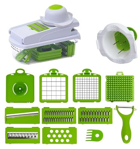 Vegetable Chopper, Salad Chopper with 8 Blades, Mandoline Vegetable Slicer Multifunctional, Food Chopper for Cutting Carrot, Garlic, Onion and Potato (Style 1)