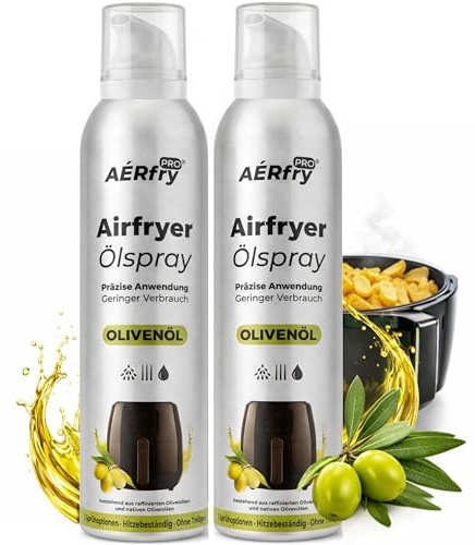 AÉRfryPRO Airfryer Öl Spray – Olivenöl Spray für Heißluftfritteuse, 2x200ml