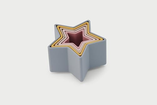 tickit Silisoft Star Stacking Cups – 5 sternförmige Becher aus weichem Silikon zum Stapeln, Nesten, Wasserspielen & sensorische Erkundung, Erde