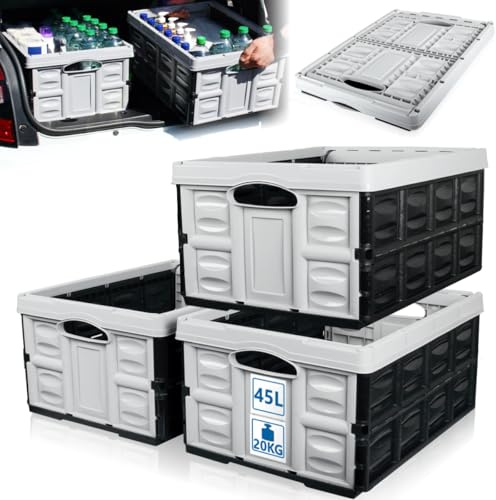 Stimo 3x Klappbox 45L faltbare Transportbox 54x40x26cm klappbar und stapelbar Einkaufskiste bis 20kg