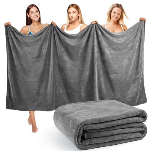 Lureon Serviette de Bain Grande Taille XXL 100x200 cm - 420 g/m² - Épaisse pour Sauna & Plage - Mixte Adulte - Hautement Absorbante et Ultra-Douce (Gris Clair)