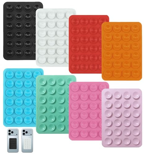 Lechisenop 8PCS Silicone Suction Cup Phone Case Adhesive Mount - Suction Cups Sticky Grip Car Phone Holder Strong Adhesion Holder with Backing Hands-Free Mobile Accessory (8 Colors)