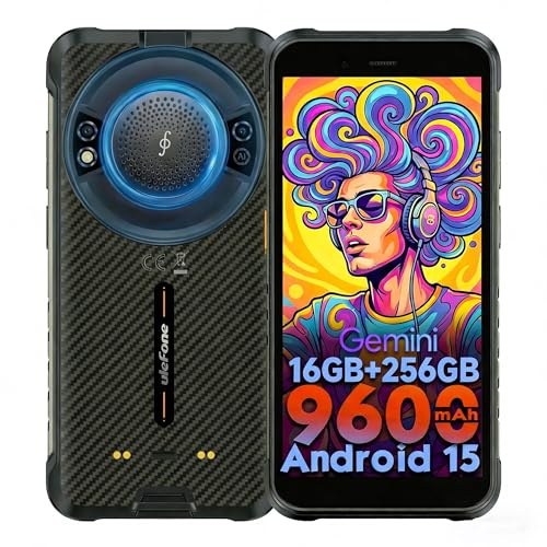 Ulefone RugKing Outdoor Smartphone Android 15, 16GB+256GB/2TB, 9600 mAh IP68&IP69K Baustellen Handy, 50MP Kamera, 128dB Lautsprecher, 5,99 Display, AI Outdoor Handy, 4G Dual SIM/OTG/NFC/GPS