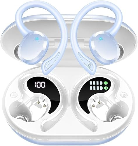 Auriculare Inalámbricos Deportivos, Auriculares Inalámbricos Bluetooth 5.3 con HD Mic, 48H Cascos Bluetooth HiFi Estéreo, Cancelacion Ruido ENC Auriculares Running, IP7 Impermeable/Pantalla LED