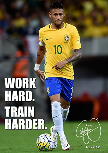 Motivation Poster – Neymar # 36 – signiert (Kopie) – Neymar Motivationszitat – A3poster – Barcelona – Brasilien Fußballlegende – A3 Druck – Poster