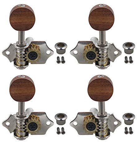 yibuy 2R2L Stimmwirbel/ Mechanik-Set mit Holzgriff für Ukulele 4-saitige Gitarre, 45 x 33 x 21 mm silber