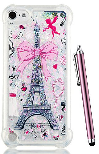 CAIYUNL Schutzhülle für iPod Touch 7, iPod Touch 6/5, Glitzer, flüssig, glitzernd, niedlich, transparent, weiches TPU, für Mädchen und Frauen, Kinder, Schutzhülle für iPod Touch 7. / 6. / 5.