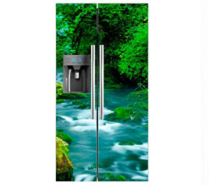Vinilo Frigorífico Americano Río | 90x180cm | Varias Medidas | Pegatinas de Nevera Económicas y Elegantes | Vinilo Nevera