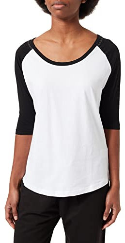 Build Your Brand Ladies 3/4 Contrast Raglan Tee Mehrfarbig White/Black XXL