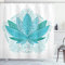 ABAKUHAUS Blatt Duschvorhang, Mehndi Lotus, Stoffliches Gewebe Badezimmerdekorationsset mit Haken, 175 x 220 cm, Teal Sky Blue