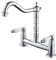 Ghopy 2 Hole Kitchen Sink Mixer Tap Traditional Deck Mounted Chrome Swivel Spout Brass Bridge Tap