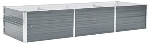 vidaXL Pflanzkübel für den Garten, verzinkter Stahl, 240 x 80 x 45 cm, grau, Blumenkasten, Hochbeet