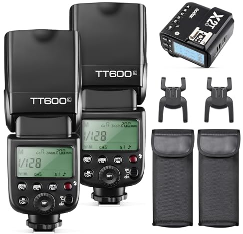 Godox 2-Pack TT600 Flash mit X2T-C HSS 2.4G Wireless Master/Slaver Flash Speedlite & Receiver Godox X2T-C Remote Trigger Transmitter Kit Built-in X System kompatibel für Canon Kameras