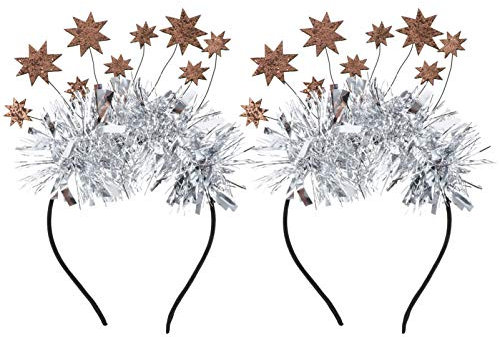 Amosfun 2 Stücke Silvester Haarreif Tiara Weihnachten Stirnband Stern Kopfschmuck Neujahr Fotorequisiten Haarband Kopfbedeckung Haarschmuck Party Kostüm Zubehör Urlaub Deko
