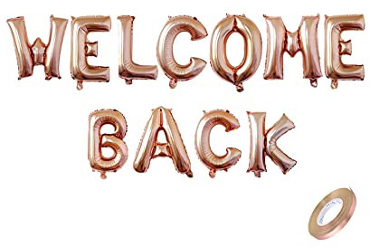 FACHY Roségold Willkommen zurück Brief Ballon Banner Bunting für Welcome Back, Home Coming, Back To School, Reunion und Home Family Party Dekorationen(Roségold)