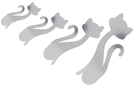 Omabeta Pegatinas de Pared de Espejo con Forma de Gato, Pegatinas de Pared Decorativas para el hogar, Sala de Estar, Dormitorio, Decoraciones artísticas de Pared DIY(Plata)