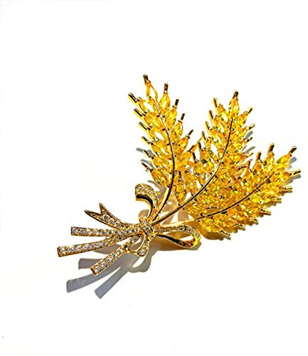 HCMA Nouvelles Broches de blé en zircone cubique de Luxe pour Femmes Broches de Collier Brillant Broches Accessoires Bijoux Cadeau
