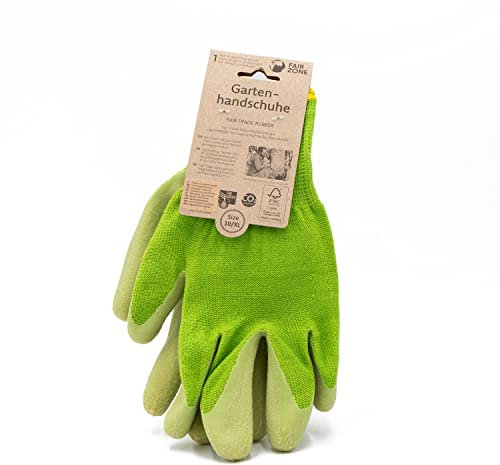 FAIR ZONE Gartenhandschuhe Gr. XL - Garten- & Rosenhandschuhe -Arbeitshandschuhe aus Fairtrade-Baumwolle und FSC©-zertifiziertem Naturkautschuk, schmutzresistent & wasserfest, für Männer & Frauen