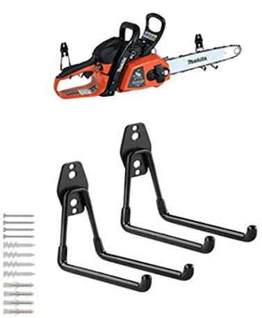 zoele Wall Mount Chainsaw Hanger, Chainsaw Holder Rack, Chainsaw Wall Hook, Garden Power Tool Hanger Garage Tool Storage Organizer Utility Hooks (2 Pcs L)