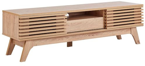 Multifunktionaler Fernsehschrank heller Holzfarbton Spanplatte Detroit II