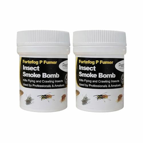 Pest O One® Smoke Bomb Professional Strength Fogger Fumigator for Fleas, Bed Bugs, Moths, Cluster Flies, Spiders, Poultry Red Mite & All Insects – 11g Midi Fumer (Pack of 2)