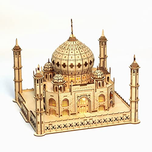 Cuteefun 3D Holz Puzzle, Modell Taj Mahal, Holzarchitektur Modellbausätze zum Bauen, DIY Montage Holzpuzzle Spielzeug, Bastelset, Geburtstags Geschenk aus Holz fur Erwachsene und Jugendliche