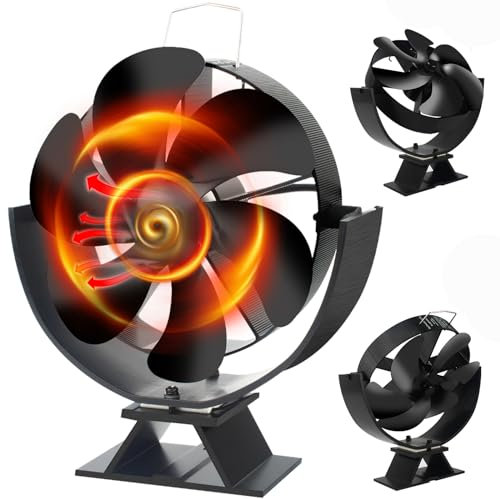 Ventilador de quemador de troncos, ventilador de estufa de madera de 6 aspas, ventilador de chimenea con rotación de 180° hacia arriba y hacia abajo, motores silenciosos, gas, pellets y troncos
