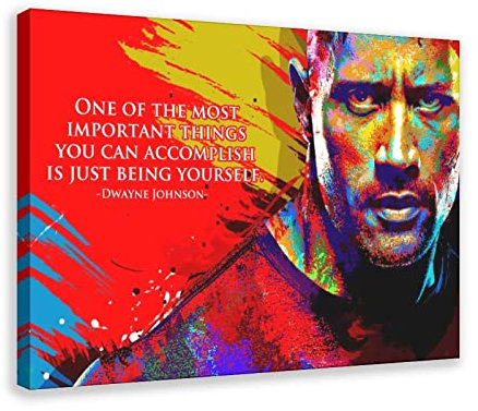 MOIT Dwayne Johnson Zitate Leinwand Poster Schlafzimmer Dekor Sport Landschaft Büro Zimmer Dekor Geschenkrahmen Stil 60 x 90 cm