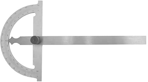 WRS Präz.-Gradmesser/Winkelmesser, Skala mattverchromt, blendfrei, mit Metall-Feststellschraube, 0-180°, im Etui, Größe: 80 x 120 mm