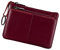 Porte-monnaie en cuir véritable avec triple fermeture éclair et porte-clés, rouge vin, Pochette à monnaie