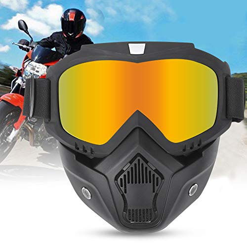 Motorradbrille mit Maske Outdoor Reiten Radfahren Abnehmbare Schutzbrille (transparent) (Nachahmung rot)