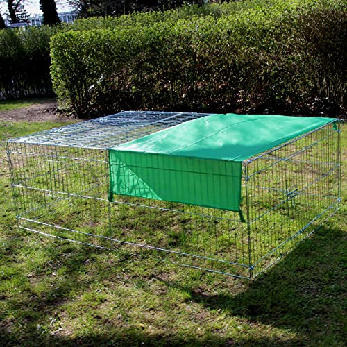 NYVI Freilaufgehege FreeBunny 116x177 cm - Wetterfest, Rostfrei, Langlebig - mit Sonnenschutz Plane - Außengehege für Kleintiere wie Hasen & Kaninchen - Freilauf Auslauf - Freigehege aus Metall
