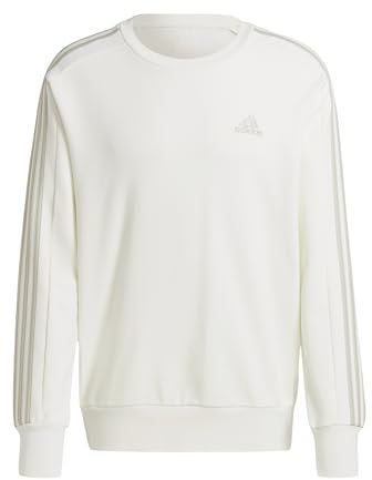 adidas Herren Essentials French Terry 3-Stripes Sweatshirt, Off White, XXL
