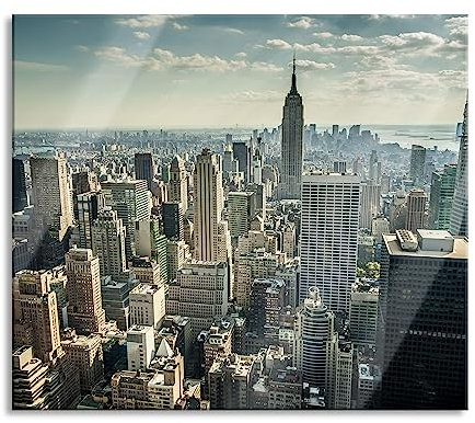 New York bei Tag Herdabdeckplatte & Spritzschutz aus Echtglas | Für Herd-Kochfelder | 60x52 cm
