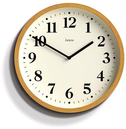 JONES CLOCKS® Lodge wanduhr | Kleine Moderne Uhr | 25cm | Mittleres holzimitat | Klassischer zeitgenössischer Stil für küche, Wohnzimmer oder büro