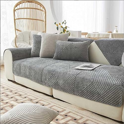 YWQJL Sofabezug Ecksofa L Form Sofaschoner rutschfest Couch Cover L Shape Sofaschutz Sitzfläche Samt Schonbezug Sofa Sofahusse Sofaüberwürfe Couchhusse for1 2 3 4 Sitzer,grey1-90x180cm