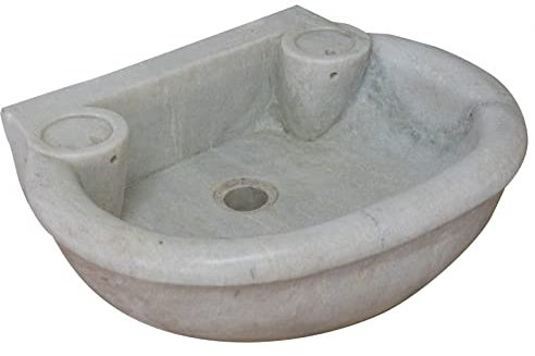 Biscottini Lavabo de mármol 50 x 40 x 15 cm, lavabo de exterior e interior, lavabo de apoyo piedra, lavabo de cocina