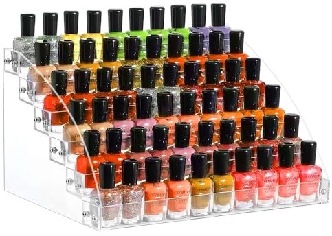 BNGXR Support de vernis à ongles,Présentoir en Acrylique Transparent,Organisateur de Vernis à Ongles,Rangement Vernis a Ongle,transparent universel Présentoir,Support de Vernis à Ongles à 6 Couches
