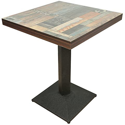 Table de Bistro Multifonctionnelle - Café, Bar, Salle à Manger, Cuisine - MDF et Pieds en Fer - 60 x 60 x 75 cm (Plateau Fleur)