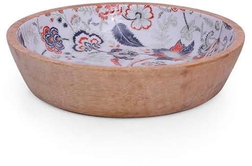 Handmade 20 x 5 cms Decorative Mango Wood Snack Serving Bowl For Dry Fruits Chips Coffee Table Countertop Display Key Bowl Tableware Kitchen Living Room Home Decor Accents Dinnerware