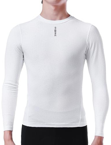 INBIKE Men's Moisture-Wicking Cycling Jersey Long Sleeve Cycling Lined Quick Dry Long Sleeve, White, S