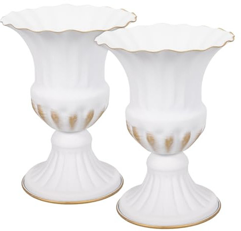 Cabilock 2 Pièces Vase Commémoratif De Cimetière Pots De Fleurs Grecs Pierres Tombales pour Tombes Pots pour Plantes D'Extérieur Vase De Pierre Tombale Décoration Extérieure Vase en Métal