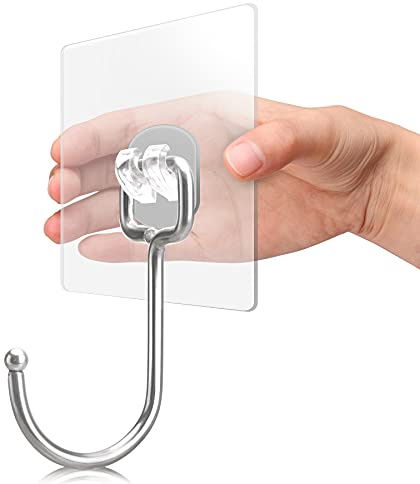 100 ganchos adhesivos transparentes, 16,8 kg (máximo), ganchos de pared adhesivos resistentes sin daños y montaje rápido, accesorios de pared impermeables para baño, cocina