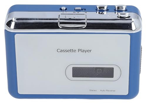 Portable Cassette Player, Bluetooth Stereo Cassette Tape to MP3 Converter, Auto Reverse Tape Player with LED Indicator, Earphone, Powered By AC Adapter or AA Battery